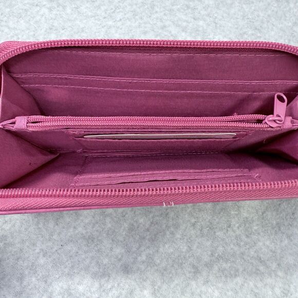 Rosetti Womens Wallet 7.25"x4" Solid Pink Faux Leather Zip-Around Compartments - Picture 4 of 10
